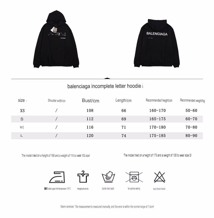 Balenciaga Black Distorted Logo Hoodie