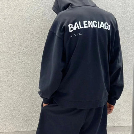 Balenciaga Black Distorted Logo Hoodie