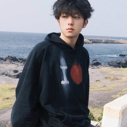Balenciaga Black Hoodie with "I Love" Graphic