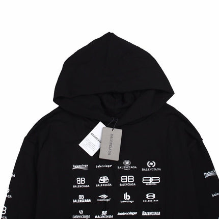 Balenciaga Black Multilogo Hoodie