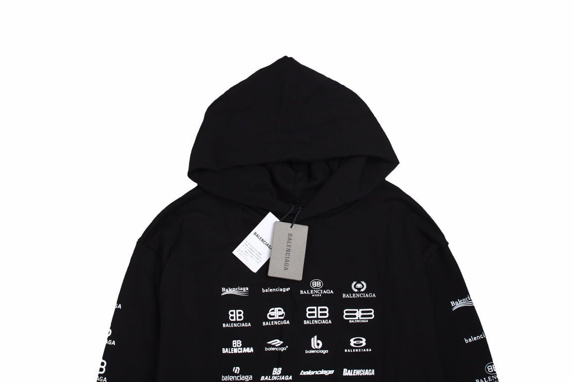 Balenciaga Black Multilogo Hoodie