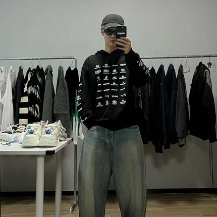 Balenciaga Black Multilogo Hoodie