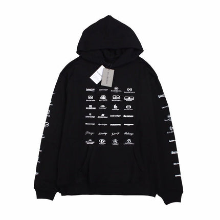 Balenciaga Black Multilogo Hoodie