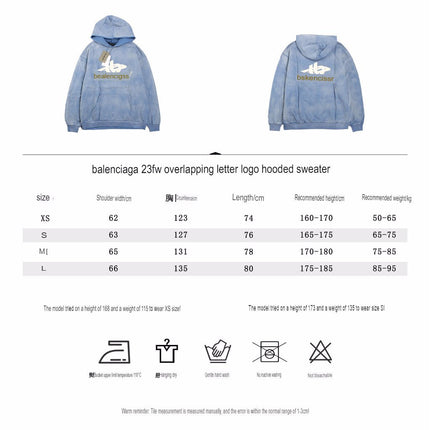 BALENCIAGA GRAPHIC LOGO HOODIE BLUE