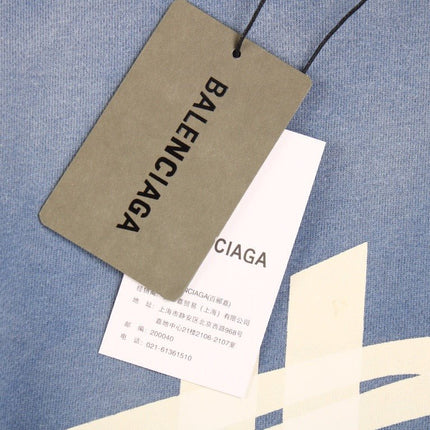 BALENCIAGA GRAPHIC LOGO HOODIE BLUE