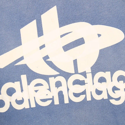BALENCIAGA GRAPHIC LOGO HOODIE BLUE
