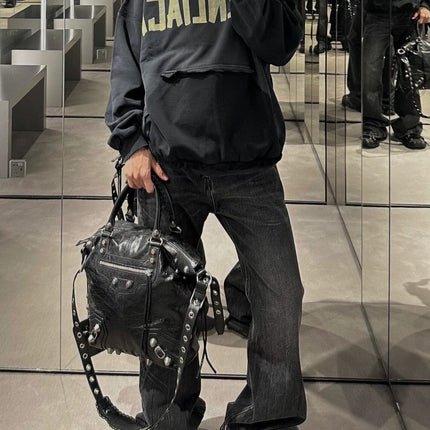 BALENCIAGA ALTERNATIVE LOGO HOODIE NAVY