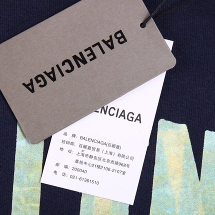 BALENCIAGA ALTERNATIVE LOGO HOODIE NAVY