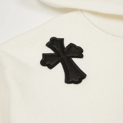 Sweat à capuche avec patch croix noire Chrome Hearts blanc