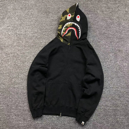 Sweat à capuche entièrement zippé BAPE Shark noir