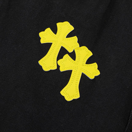 JEAN NOIR AVEC PATCH CROIX JAUNE ET CHROME HEARTS