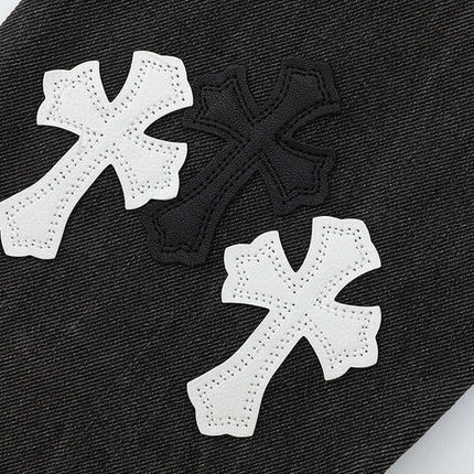 JEAN NOIR AVEC PATCH CROIX BLANCHE CHROME HEARTS