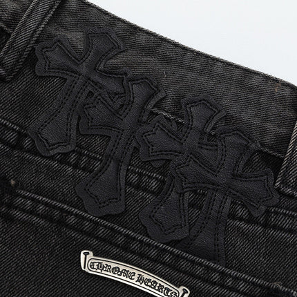 JEAN NOIR AVEC PATCH CROIX BLANCHE CHROME HEARTS