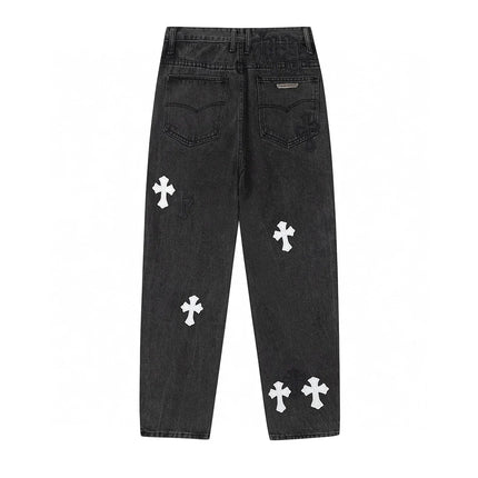 JEAN NOIR AVEC PATCH CROIX BLANCHE CHROME HEARTS
