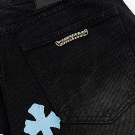SHORT NOIR AVEC PATCH CROIX MULTICOLORE CHROME HEARTS