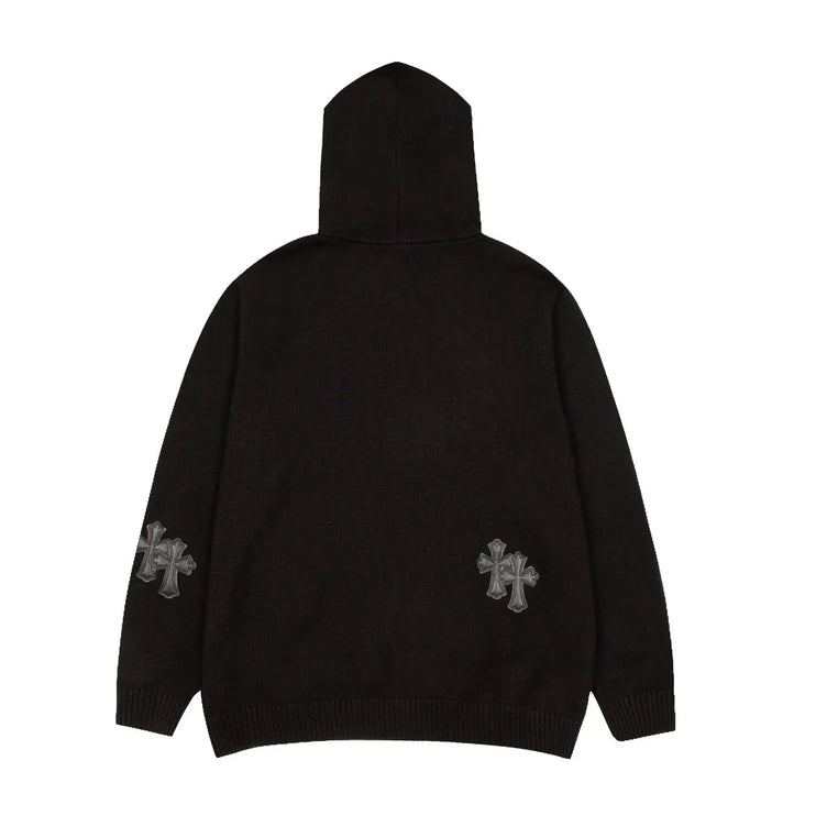 Sweat à capuche avec patch croix noire Chrome Hearts Noir