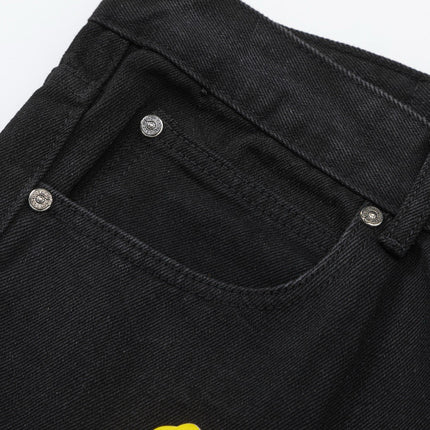JEAN NOIR AVEC PATCH CROIX JAUNE ET CHROME HEARTS