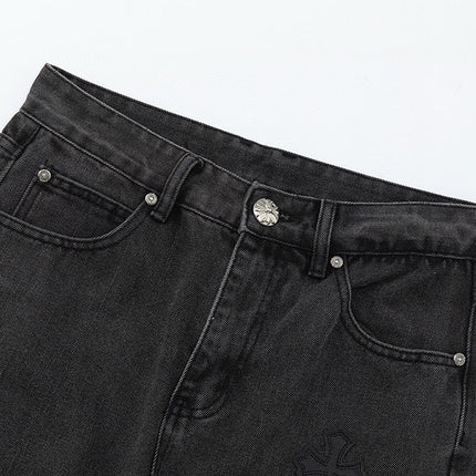 JEAN NOIR AVEC PATCH CROIX BLANCHE CHROME HEARTS