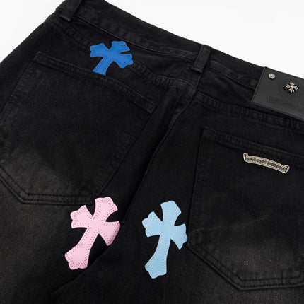 SHORT NOIR AVEC PATCH CROIX MULTICOLORE CHROME HEARTS