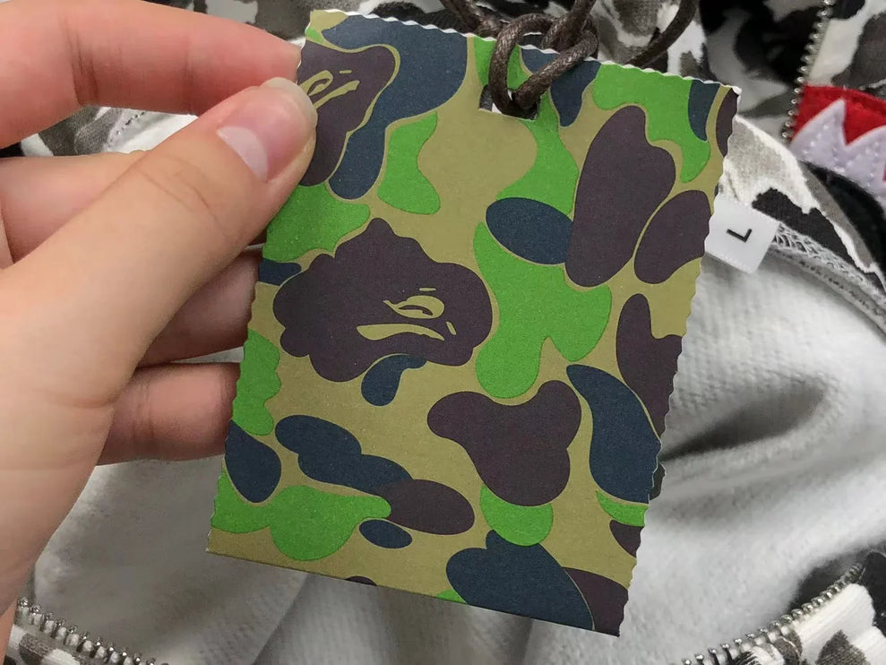 Sweat à capuche zippé intégral BAPE ABC CAMO SHARK GRIS
