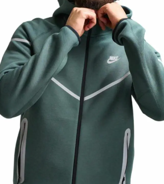 SWEAT A CAPUCHE NIKE TECH FLEECE REFLECHISSANT  VERT